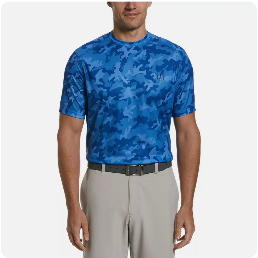 NWT Men’s PGA Tour Size Medium Blue Camo Shirt